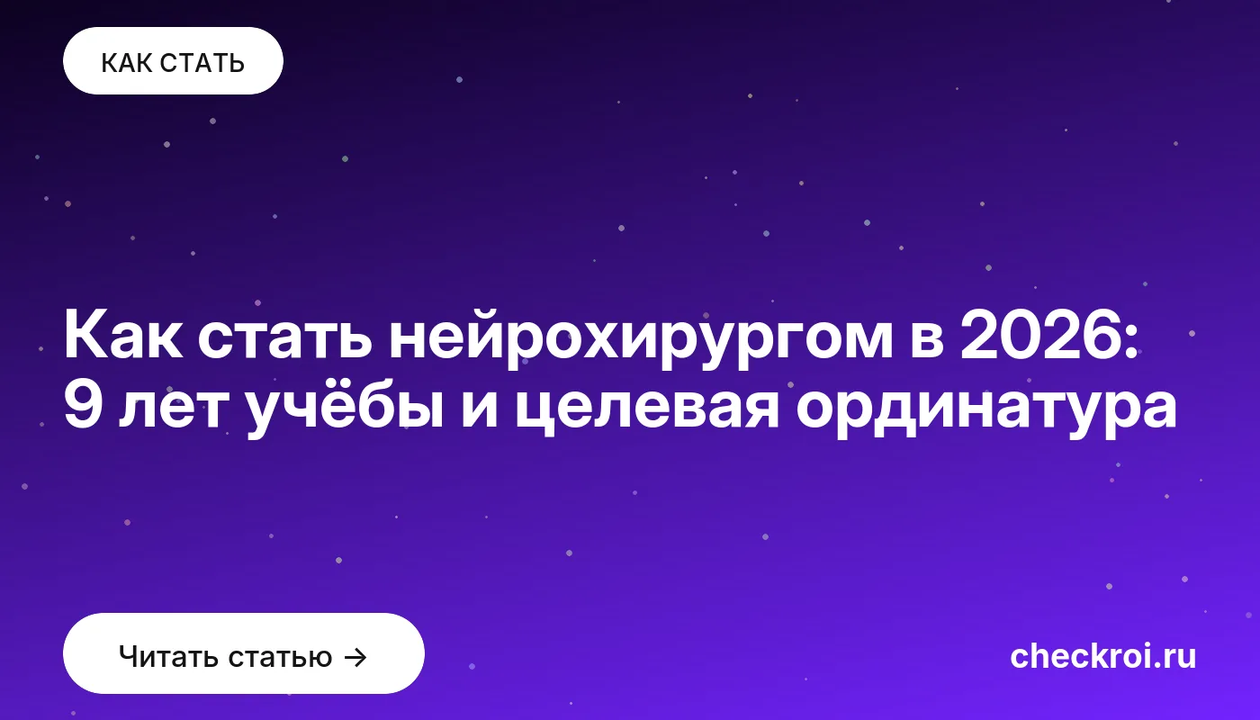 Статья: Как стать нейрохирургом в 2026: 9 лет учёбы и целевая ординатура Обложка: Как стать нейрохирургом в 2026: 9 лет учёбы и целевая ординатура