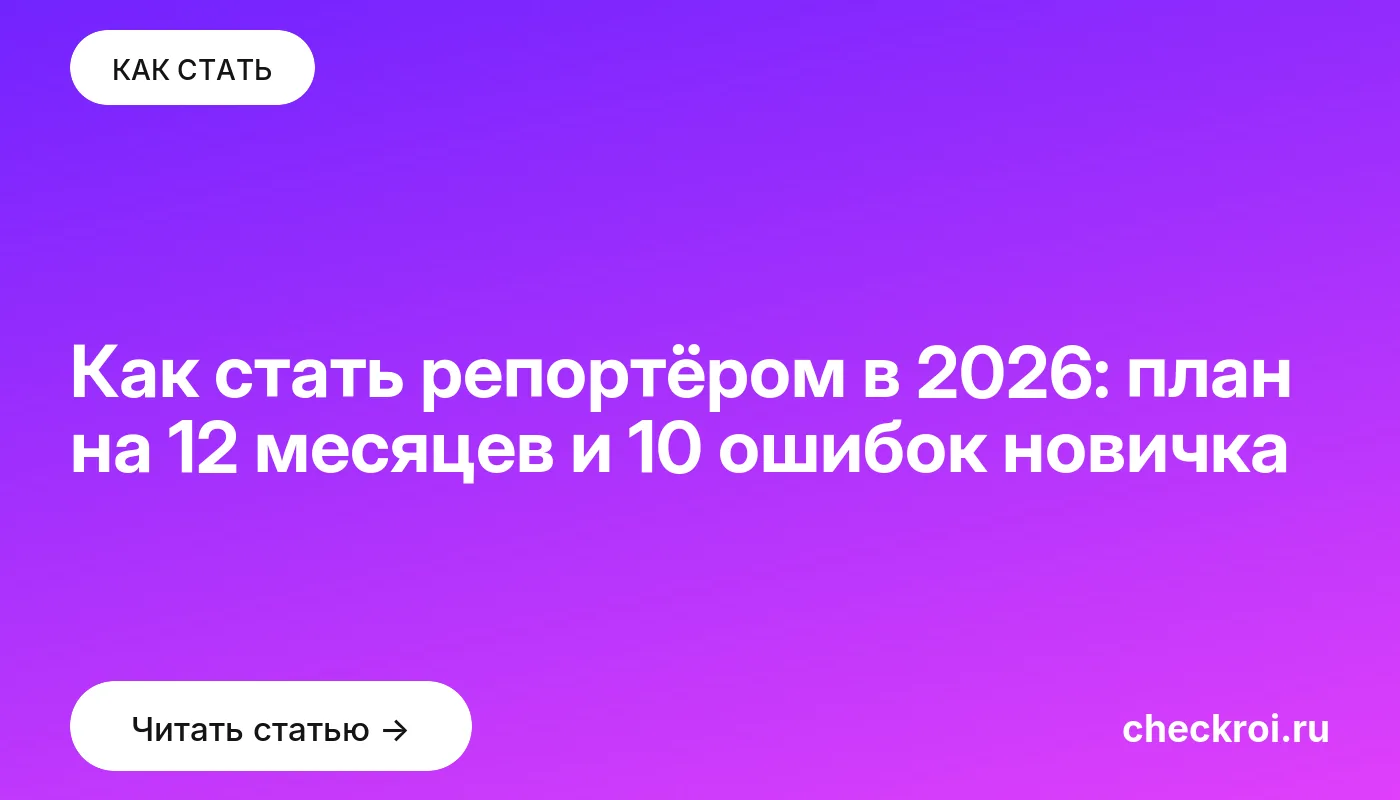 Обложка: Как стать репортёром в 2026: план на 12 месяцев и 10 ошибок новичка
