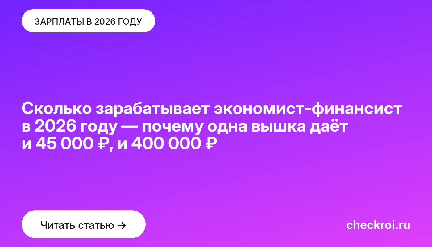 Обложка: Сколько зарабатывает экономист финансист в 2026 году — почему одна вышка даёт и 45 000 ₽, и 400 000 ₽