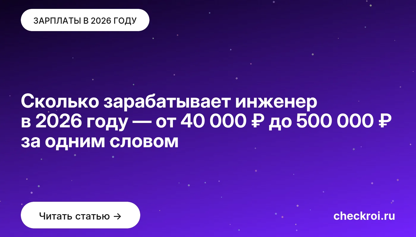 Обложка: Сколько зарабатывает инженер в 2026 году — от 40 000 ₽ до 500 000 ₽ за одним словом