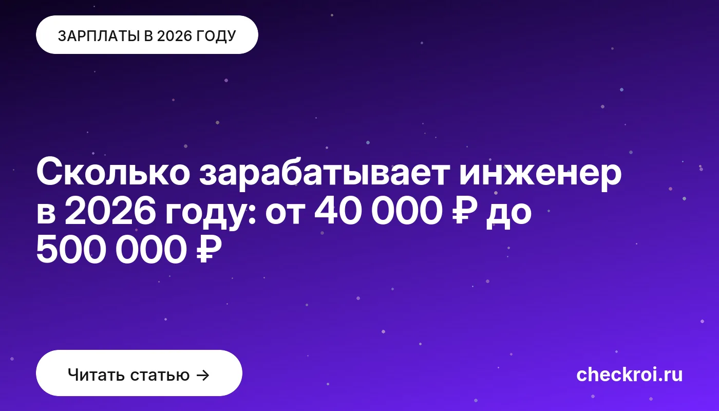 Обложка: Сколько зарабатывает инженер в 2026 году: от 40 000 ₽ до 500 000 ₽