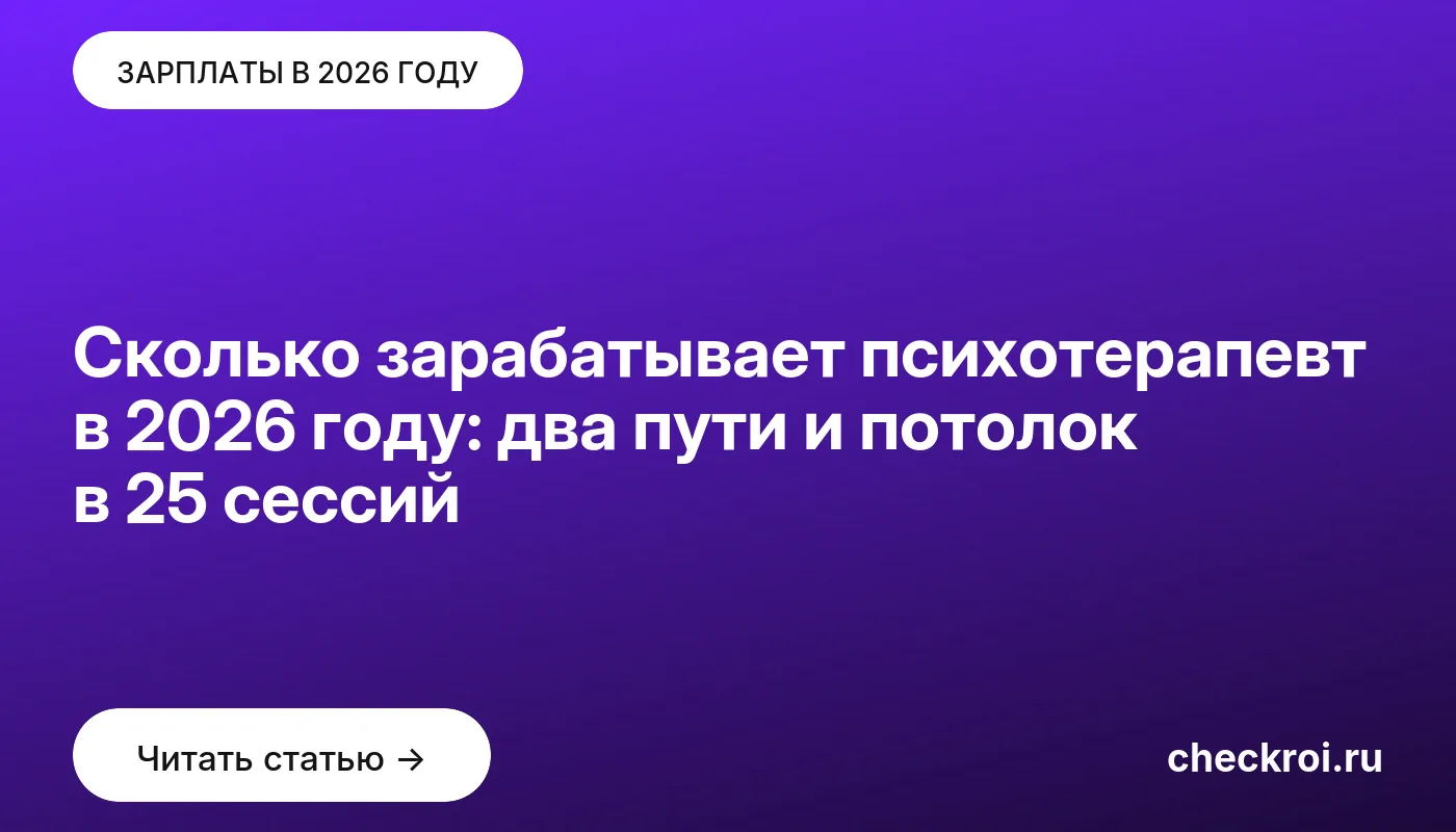 Обложка: Сколько зарабатывает психотерапевт в 2026 году: два пути и потолок в 25 сессий