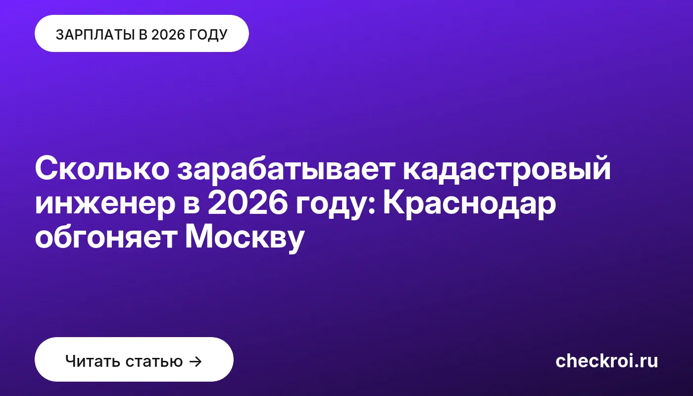 Обложка: Сколько зарабатывает кадастровый инженер в 2026 году: Краснодар обгоняет Москву