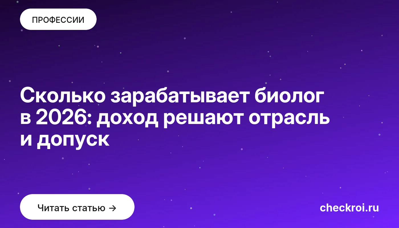Обложка: Сколько зарабатывает биолог в 2026: доход решают отрасль и допуск