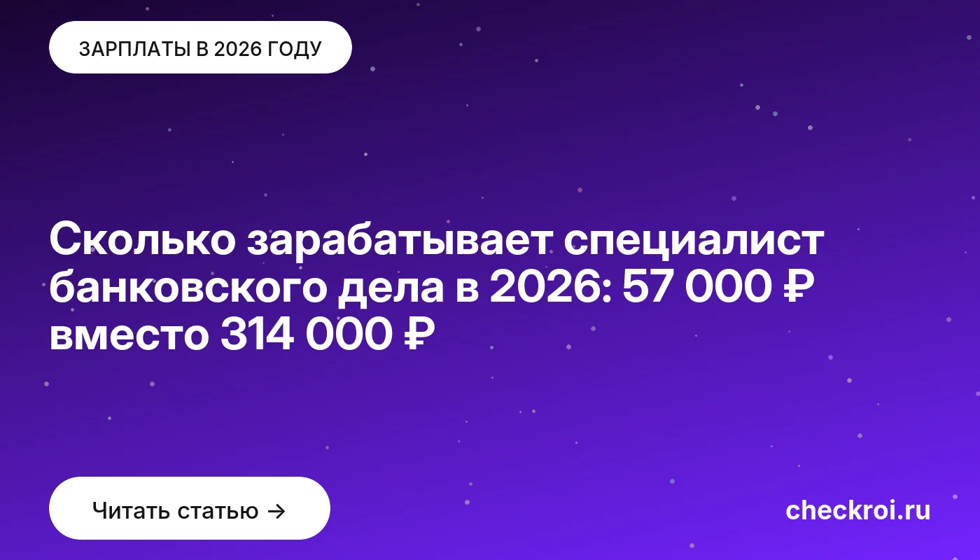 Обложка: Сколько зарабатывает специалист банковского дела в 2026: 57 000 ₽ вместо 314 000 ₽