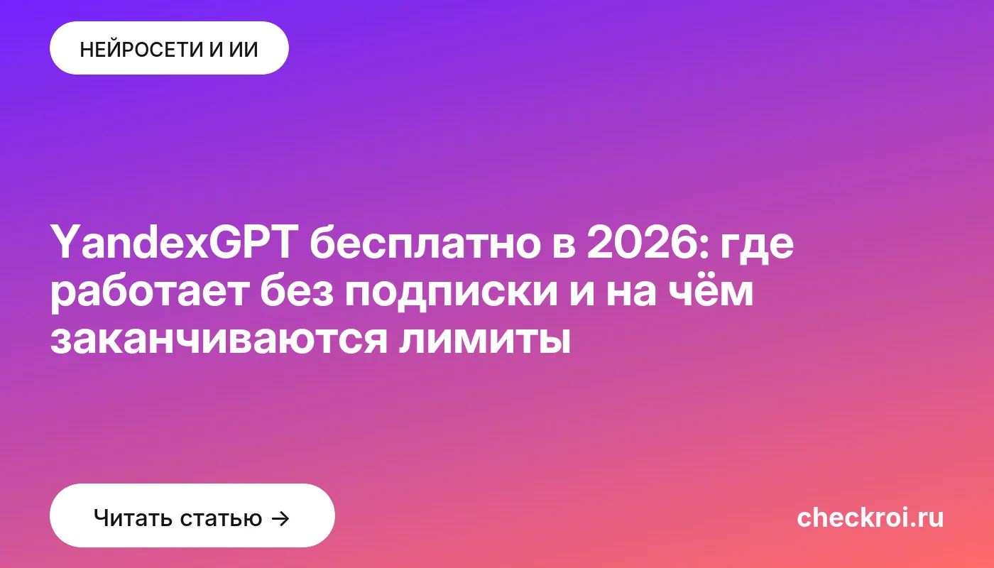 Обложка: YandexGPT бесплатно в 2026: где работает без подписки и на чём заканчиваются лимиты