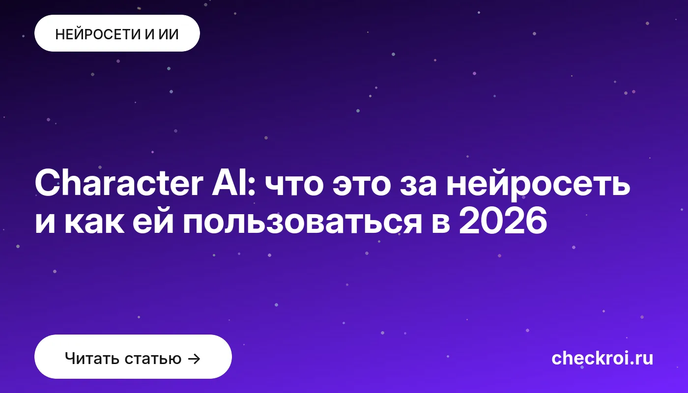 Статья: Character AI: что это за нейросеть и как ей пользоваться в 2026 Обложка: Character AI: что это за нейросеть и как ей пользоваться в 2026