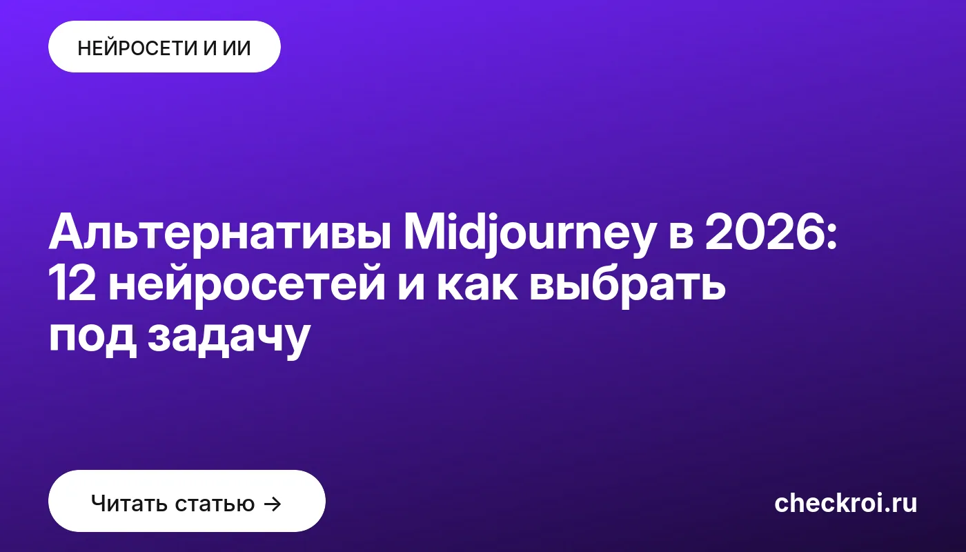 Статья: Альтернативы Midjourney в 2026: 12 нейросетей и как выбрать под задачу Обложка: Альтернативы Midjourney в 2026: 12 нейросетей и как выбрать под задачу