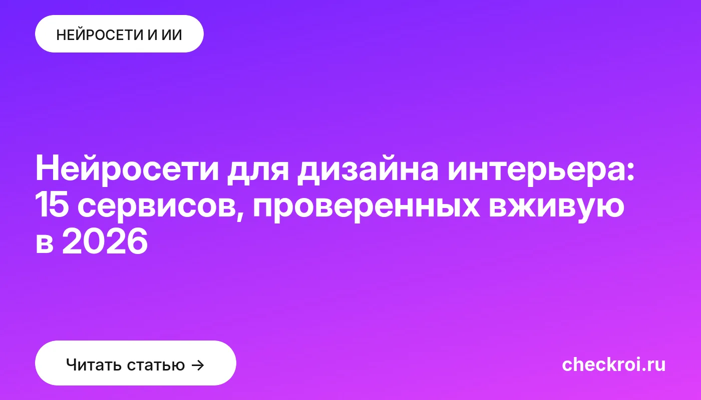 Обложка: Нейросети для дизайна интерьера: 15 сервисов, проверенных вживую в 2026