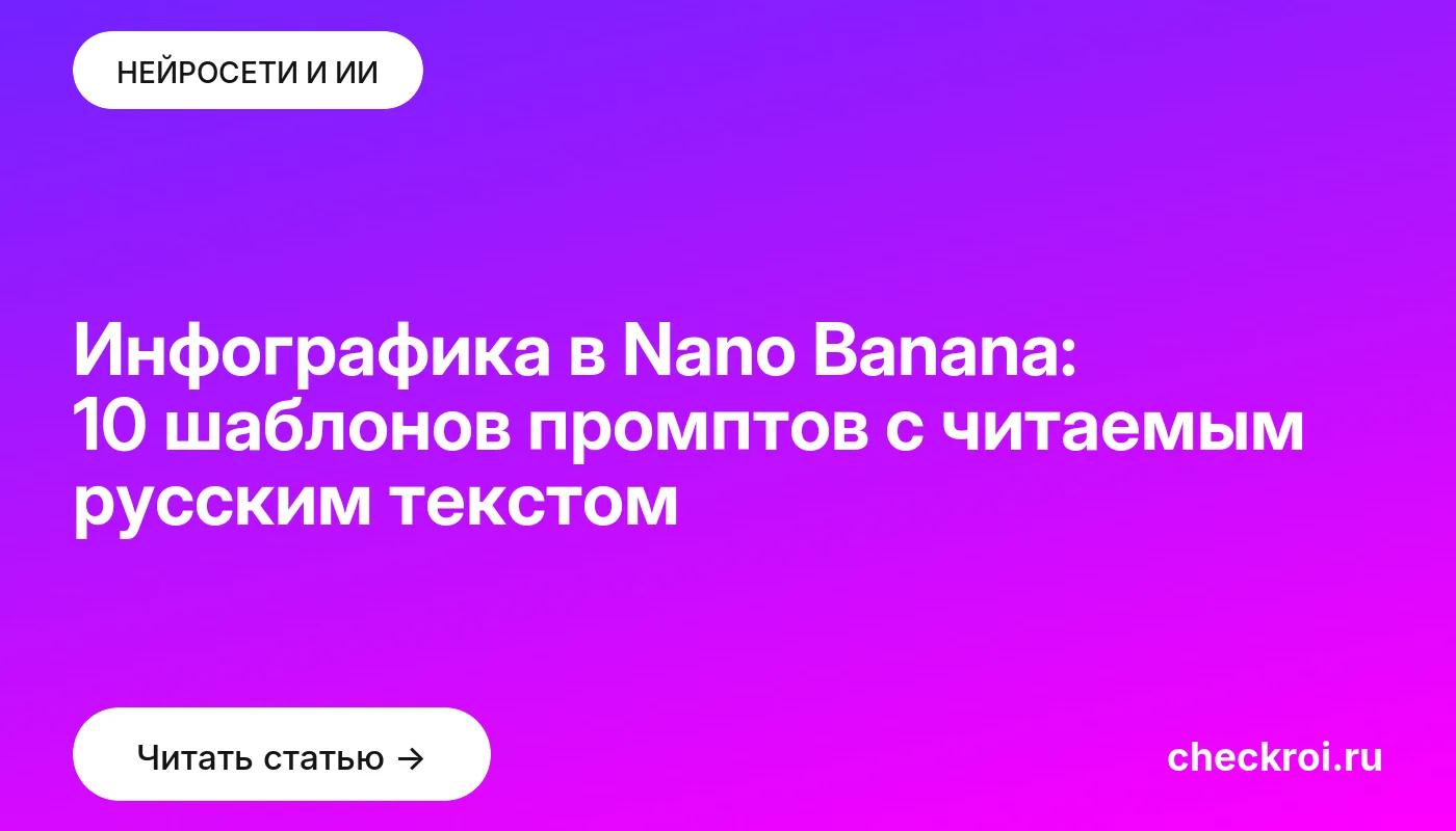 Обложка: Инфографика в Nano Banana: 10 шаблонов промптов с читаемым русским текстом