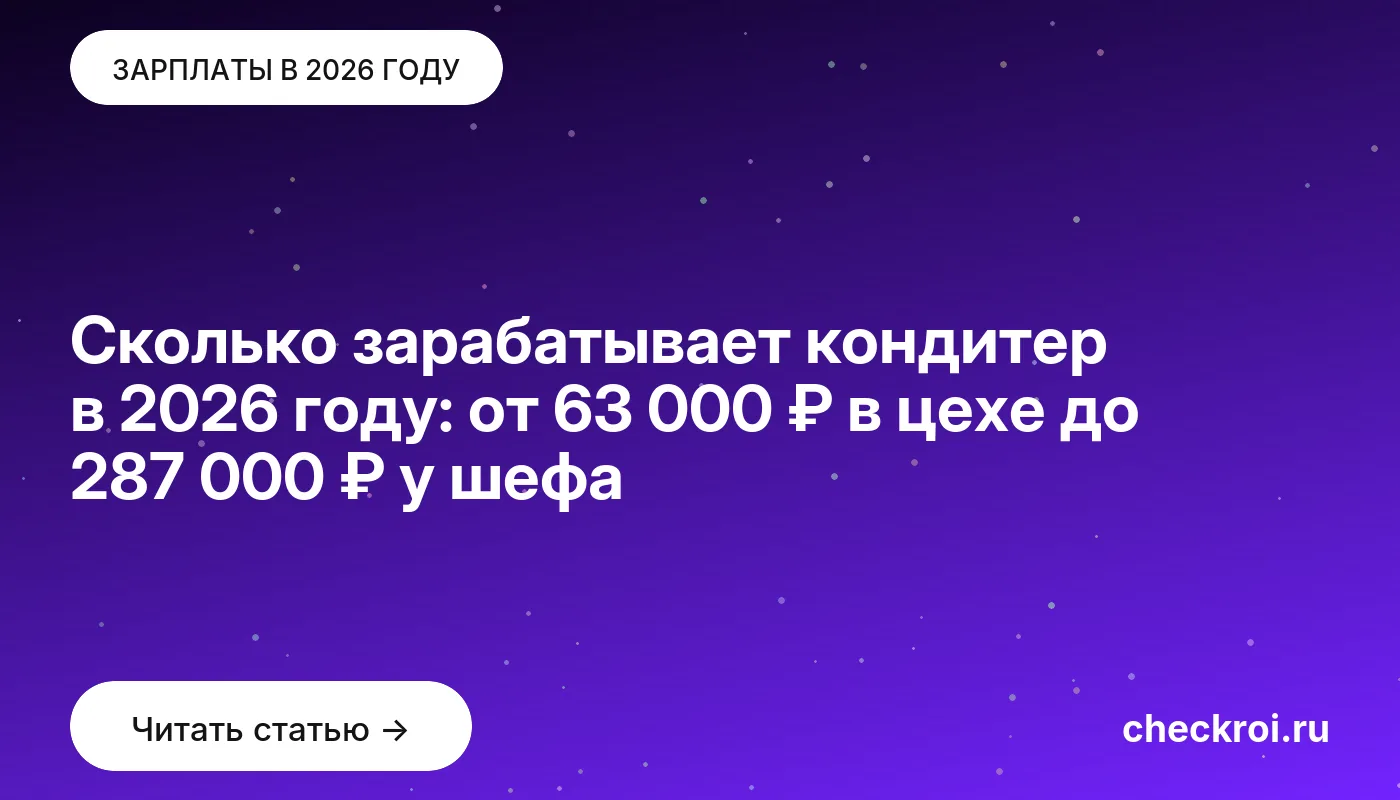 Обложка: Сколько зарабатывает кондитер в 2026 году: от 63 000 ₽ в цехе до 287 000 ₽ у шефа