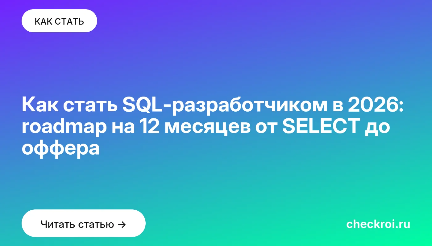 Обложка: Как стать SQL-разработчиком в 2026: roadmap на 12 месяцев от SELECT до оффера