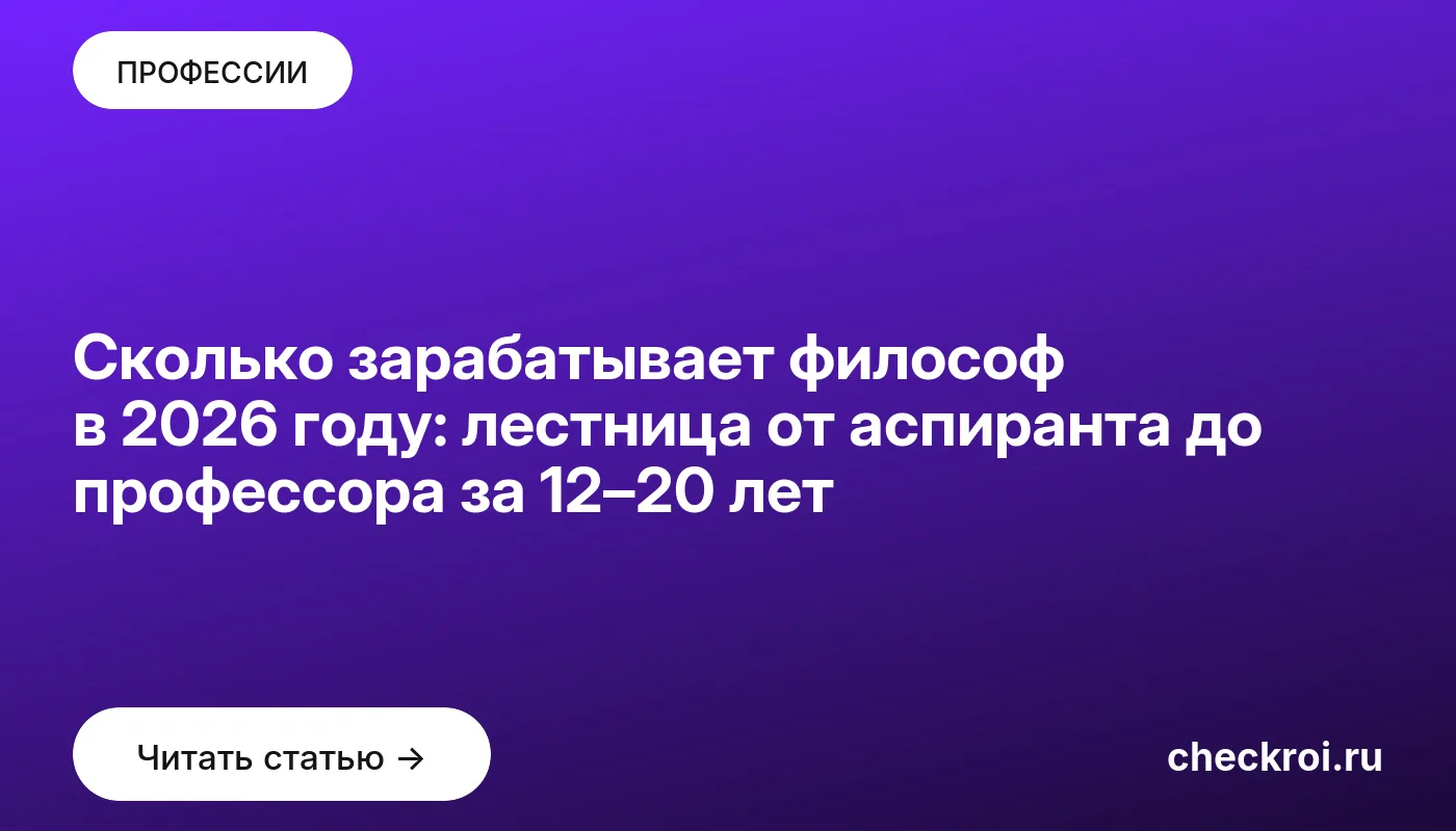 Обложка: Сколько зарабатывает философ в 2026 году: лестница от аспиранта до профессора за 12–20 лет