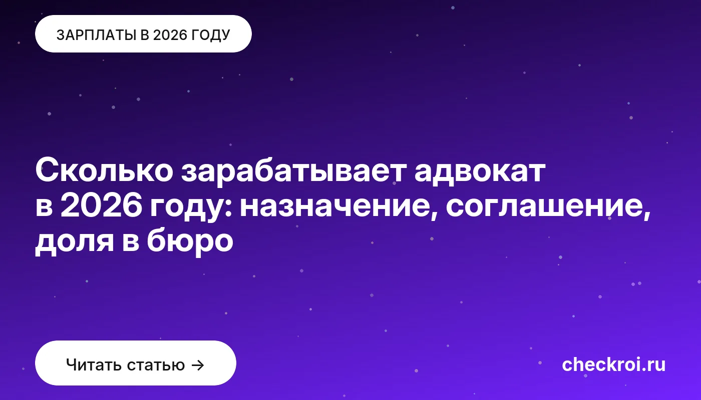 Статья: Сколько зарабатывает адвокат в 2026 году: назначение, соглашение, доля в бюро Обложка: Сколько зарабатывает адвокат в 2026 году: назначение, соглашение, доля в бюро