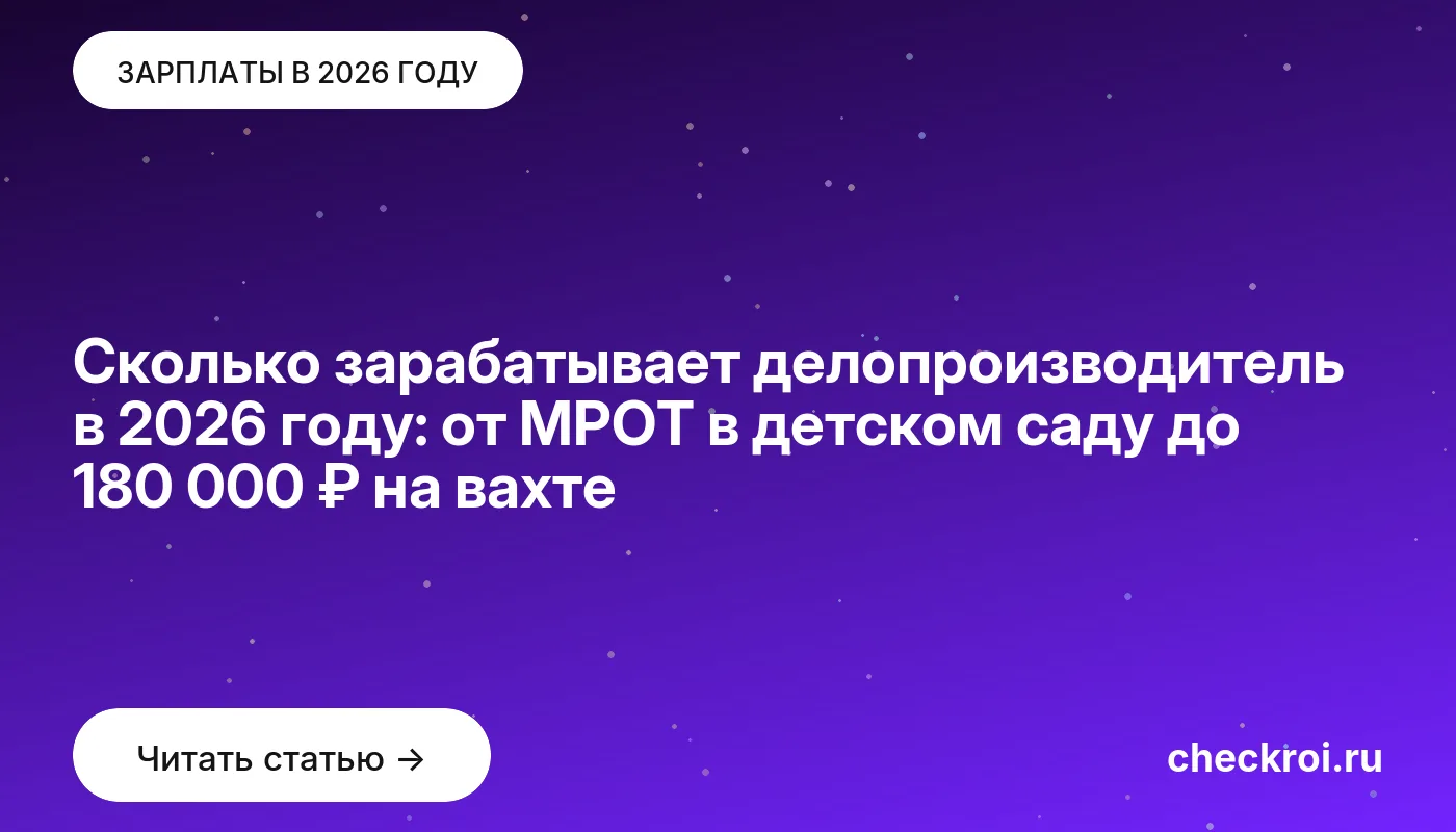 Обложка: Сколько зарабатывает делопроизводитель в 2026 году: от МРОТ в детском саду до 180 000 ₽ на вахте