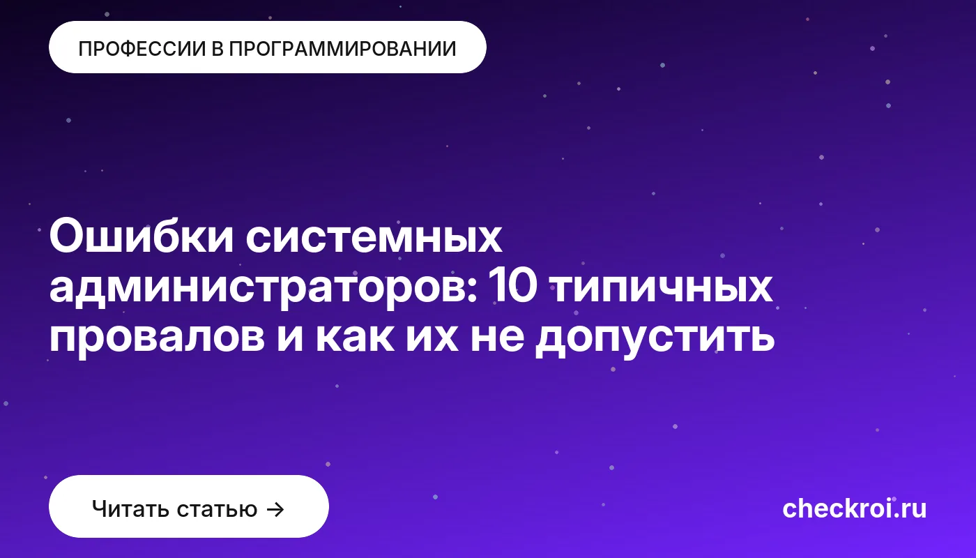 Обложка: Ошибки системных администраторов: 10 типичных провалов и как их не допустить