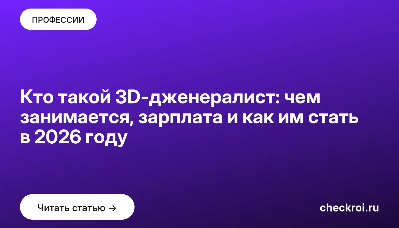Обложка: Кто такой 3D дженералист: чем занимается, зарплата и как им стать в 2026 году