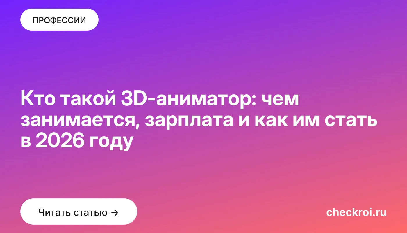 Обложка: Кто такой 3D аниматор: чем занимается, зарплата и как им стать в 2026 году