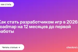 Обложка: Как стать разработчиком игр в 2026: roadmap на 12 месяцев до первой работы
