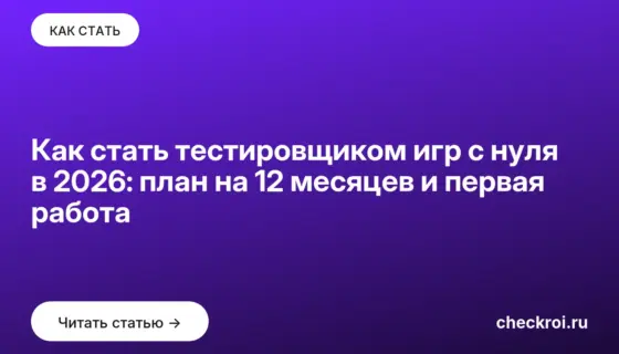 Обложка: Как стать тестировщиком игр с нуля в 2026: план на 12 месяцев и первая работа