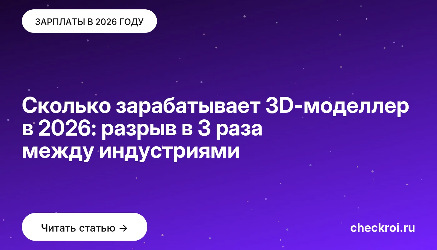 Статья: Сколько зарабатывает 3D-моделлер в 2026: разрыв в 3 раза между индустриями Обложка: Сколько зарабатывает 3D-моделлер в 2026: разрыв в 3 раза между индустриями