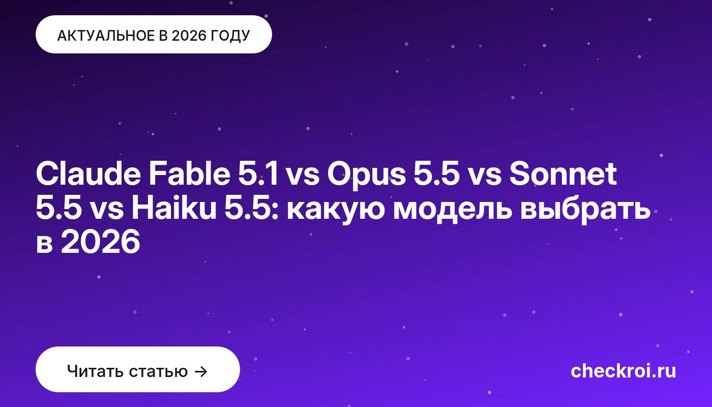 Статья: Claude Fable 5.1 vs Opus 5.5 vs Sonnet 5.5 vs Haiku 5.5: какую модель выбрать в 2026 Обложка: Claude Fable 5.1 vs Opus 5.5 vs Sonnet 5.5 vs Haiku 5.5: какую модель выбрать в 2026