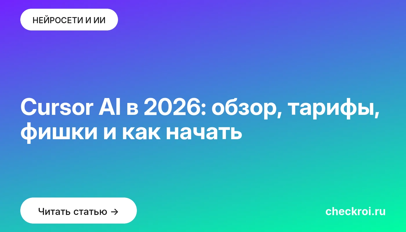 Статья: Cursor AI в 2026: обзор, тарифы, фишки и как начать Обложка: Cursor AI в 2026: обзор, тарифы, фишки и как начать