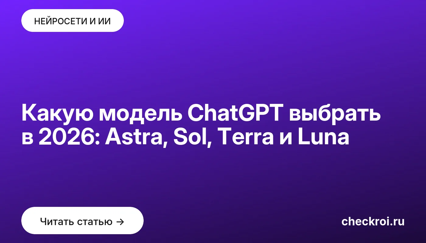 Статья: Какую модель ChatGPT выбрать в 2026: Astra, Sol, Terra и Luna Обложка: Какую модель ChatGPT выбрать в 2026: Astra, Sol, Terra и Luna