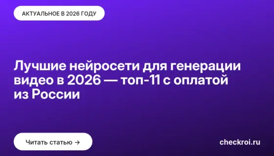 Обложка: Лучшие нейросети для генерации видео в 2026 — топ 11 с оплатой из России