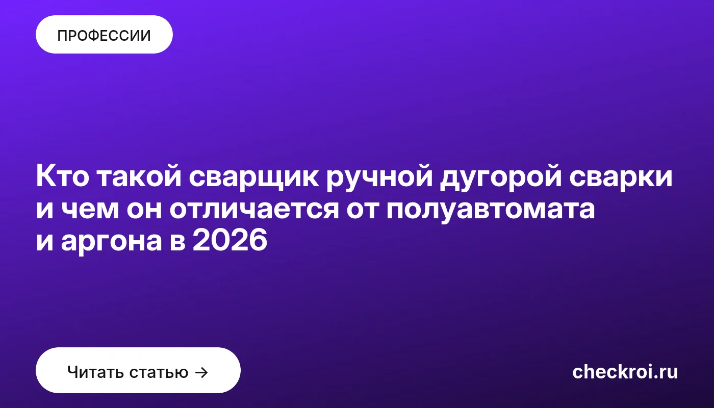 Обложка: Кто такой сварщик ручной дугорой сварки и чем он отличается от полуавтомата и аргона в 2026