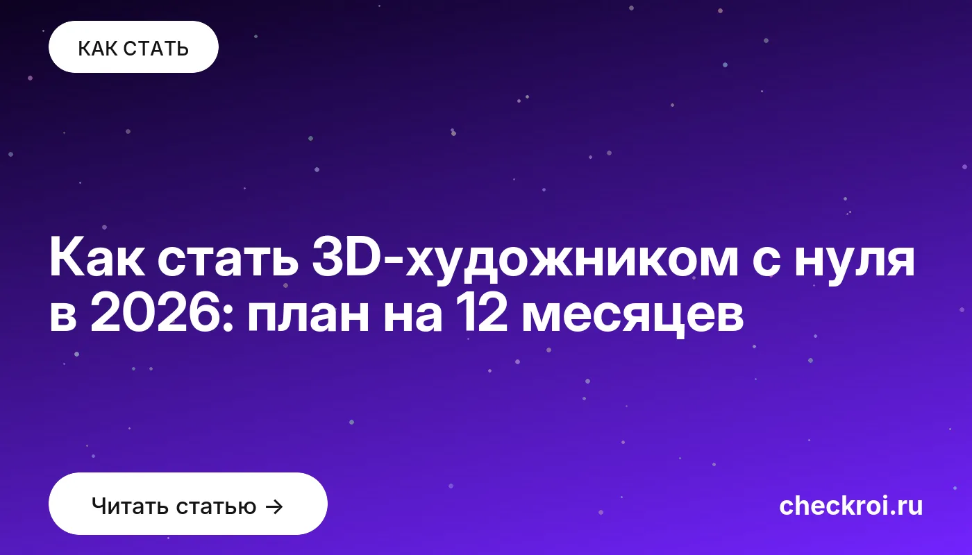 Обложка: Как стать 3D художником с нуля в 2026: план на 12 месяцев
