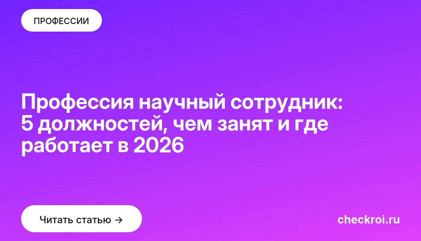 Статья: Профессия научный сотрудник: 5 должностей, чем занят и где работает в 2026 Обложка: Профессия научный сотрудник: 5 должностей, чем занят и где работает в 2026