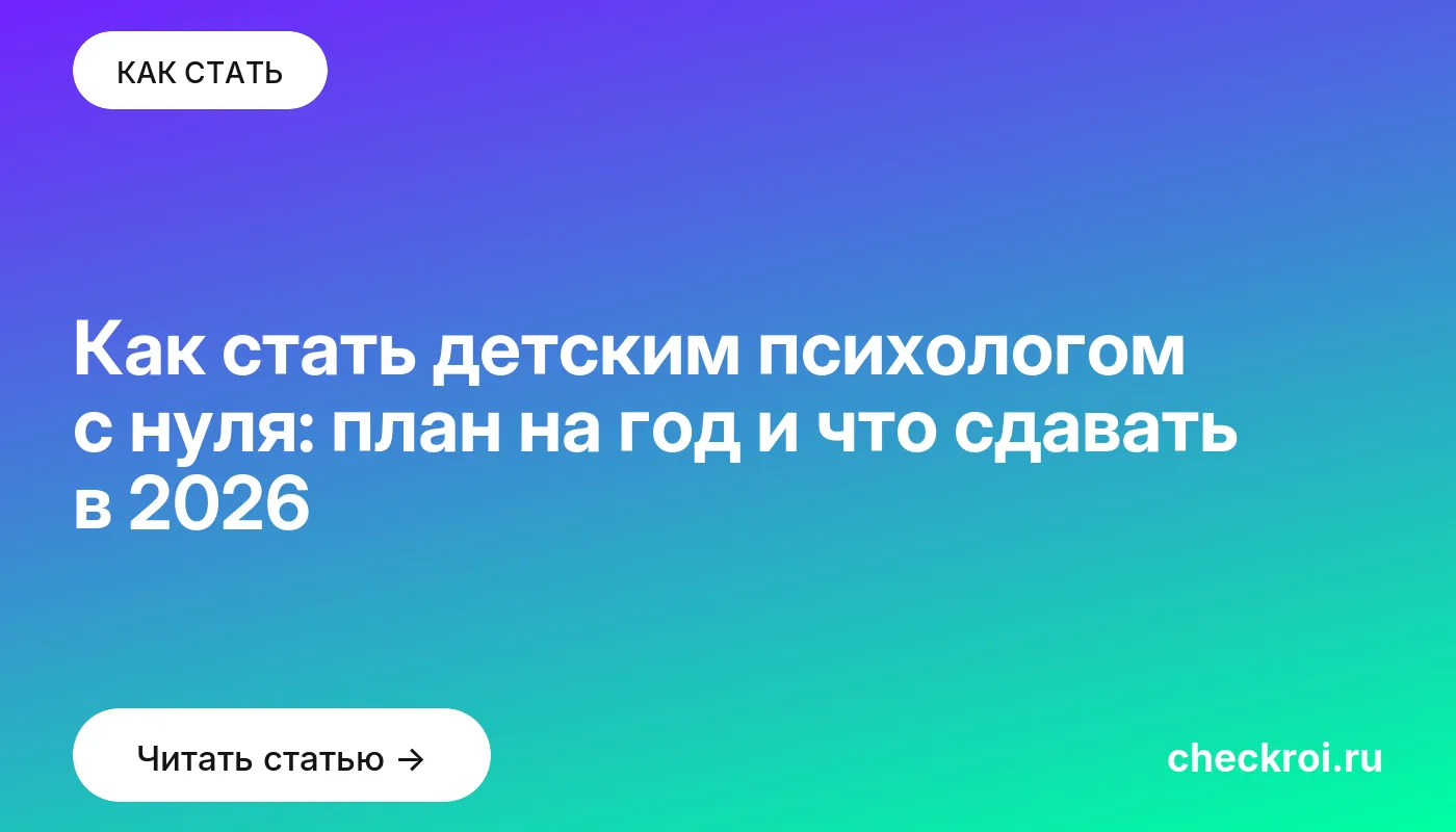 Обложка: Как стать детским психологом с нуля: план на год и что сдавать в 2026