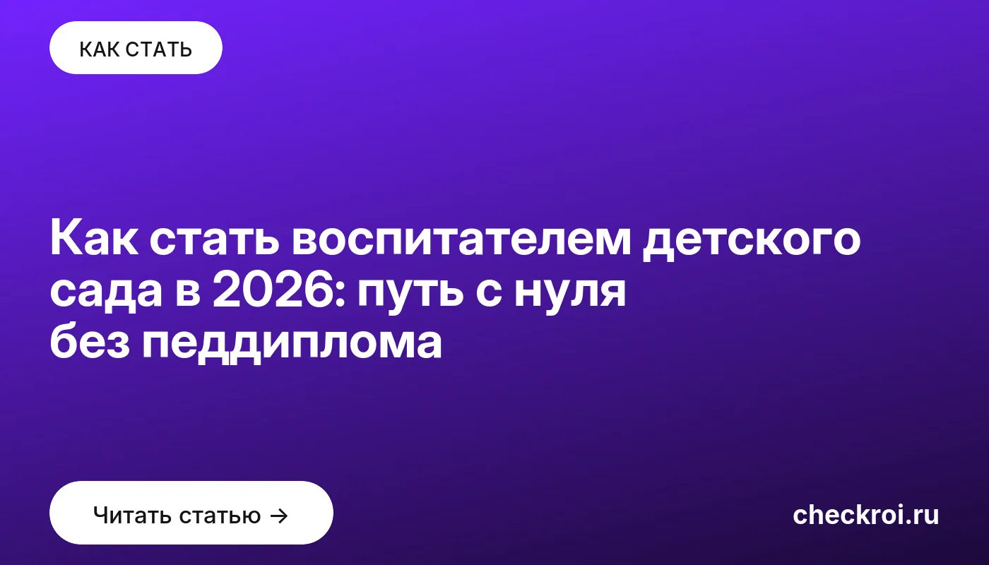 Обложка: Как стать воспитателем детского сада в 2026: путь с нуля без педдиплома