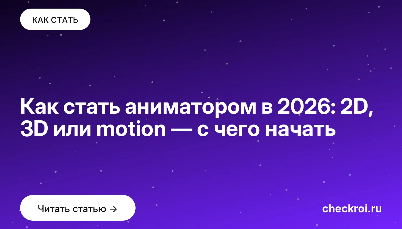 Обложка: Как стать аниматором в 2026: 2D, 3D или motion — с чего начать
