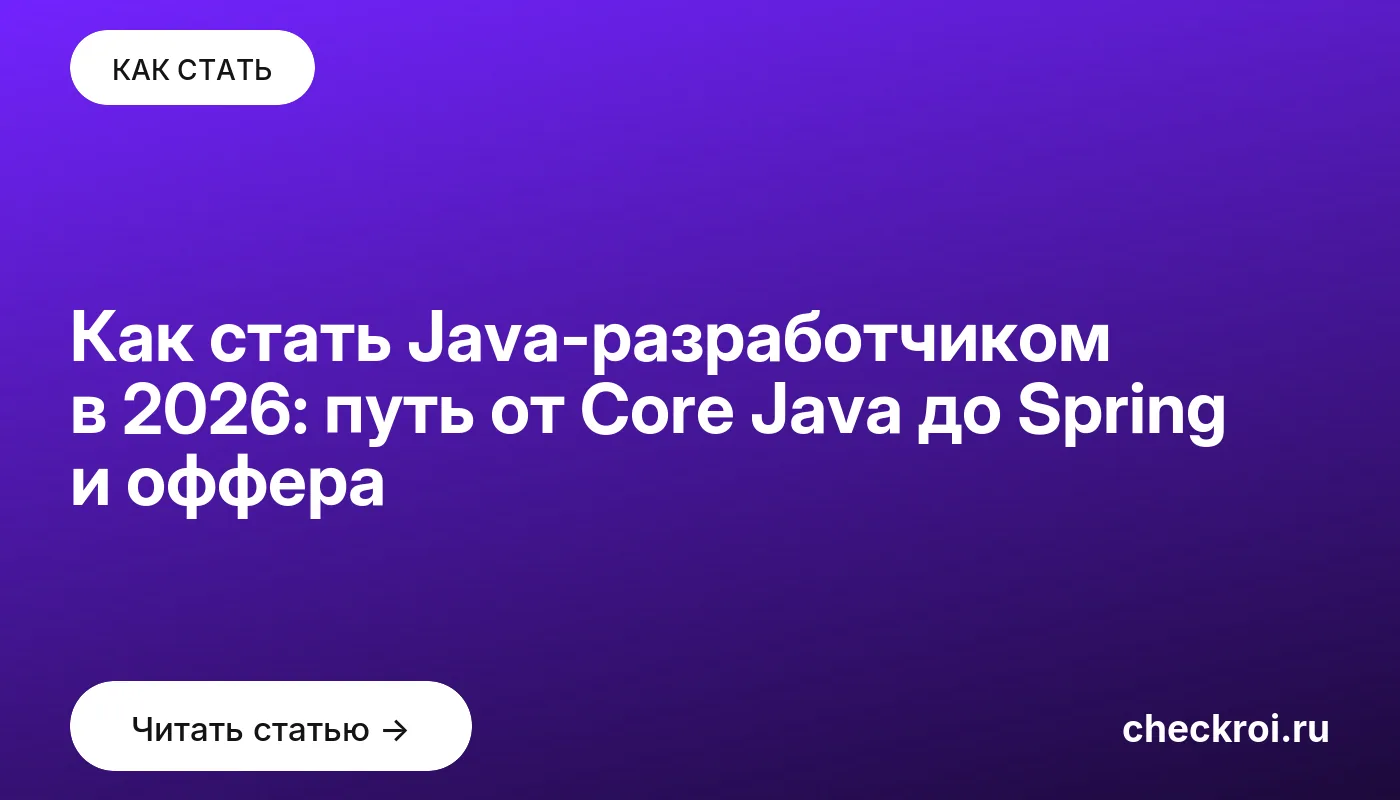Статья: Как стать Java-разработчиком в 2026: путь от Core Java до Spring и оффера Обложка: Как стать Java разработчиком в 2026: путь от Core Java до Spring и оффера