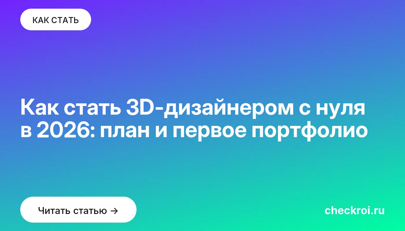 Обложка: Как стать 3D дизайнером с нуля в 2026: план и первое портфолио