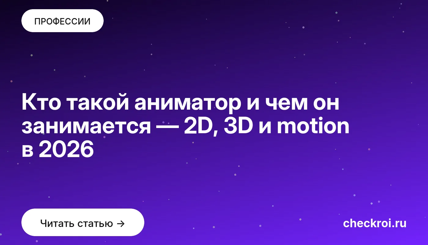 Обложка: Кто такой аниматор и чем он занимается — 2D, 3D и motion в 2026