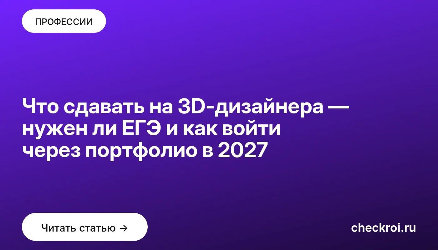Обложка: Что сдавать на 3D-дизайнера — нужен ли ЕГЭ и как войти через портфолио в 2027