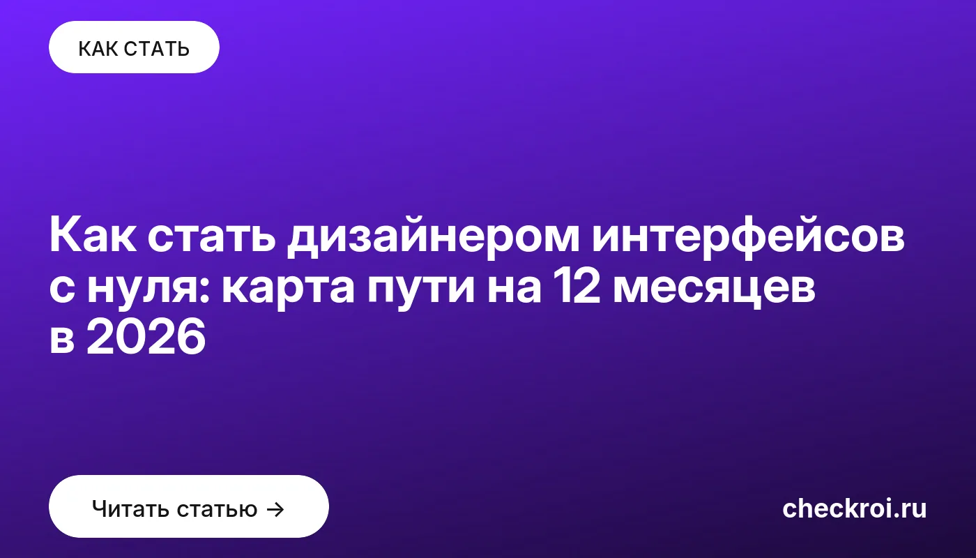 Обложка: Как стать дизайнером интерфейсов с нуля: карта пути на 12 месяцев в 2026