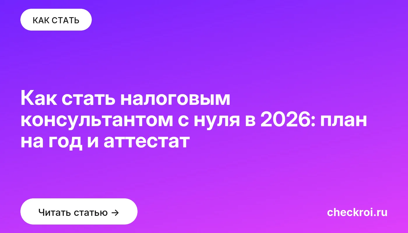 Статья: Как стать налоговым консультантом с нуля в 2026: план на год и аттестат Обложка: Как стать налоговым консультантом с нуля в 2026: план на год и аттестат