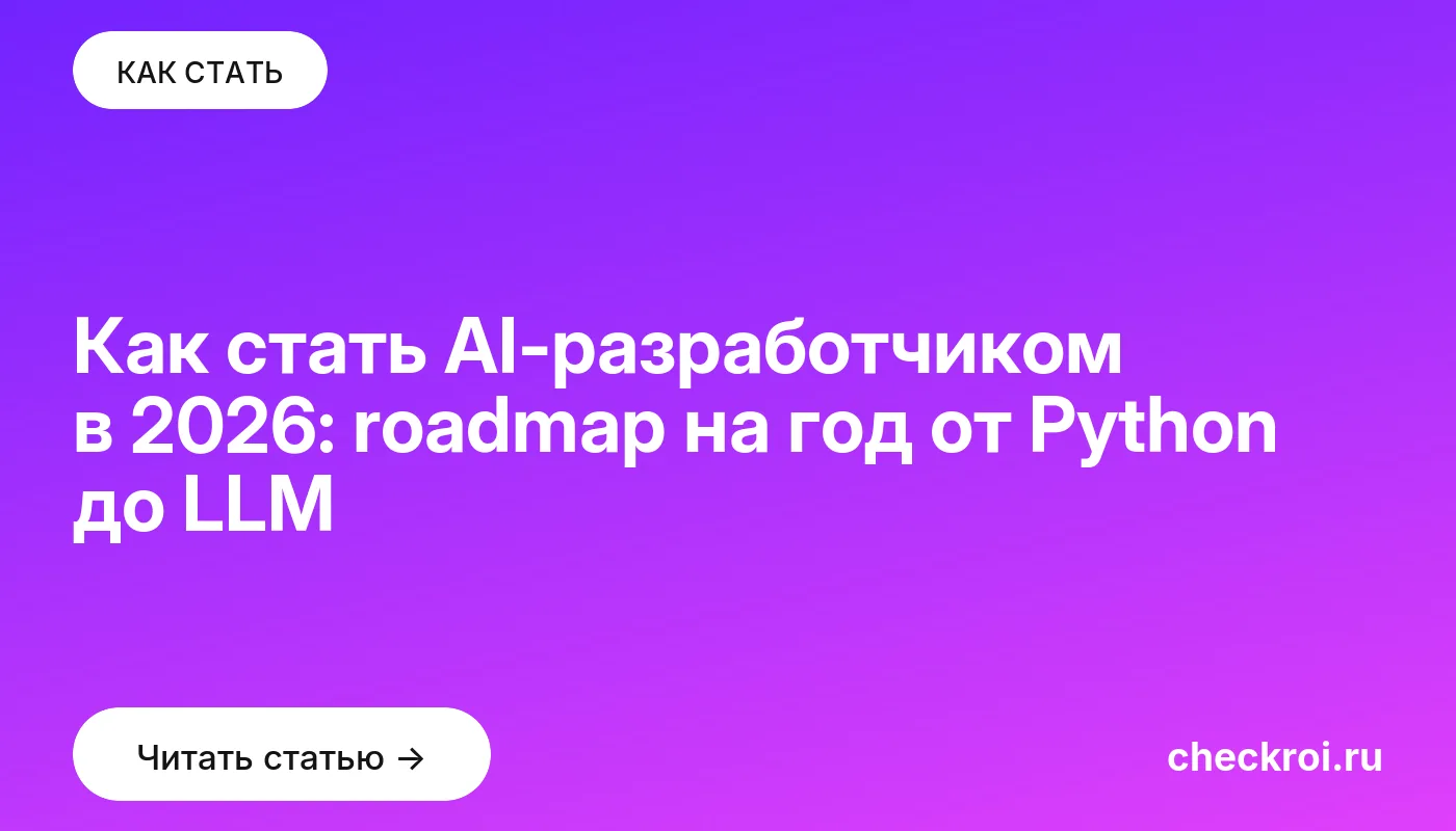 Обложка: Как стать AI разработчиком в 2026: roadmap на год от Python до LLM