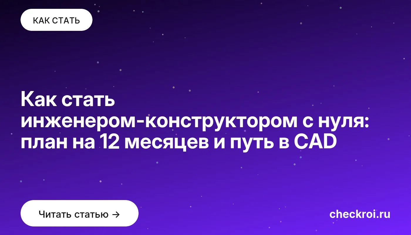 Обложка: Как стать инженером конструктором с нуля: план на 12 месяцев и путь в CAD