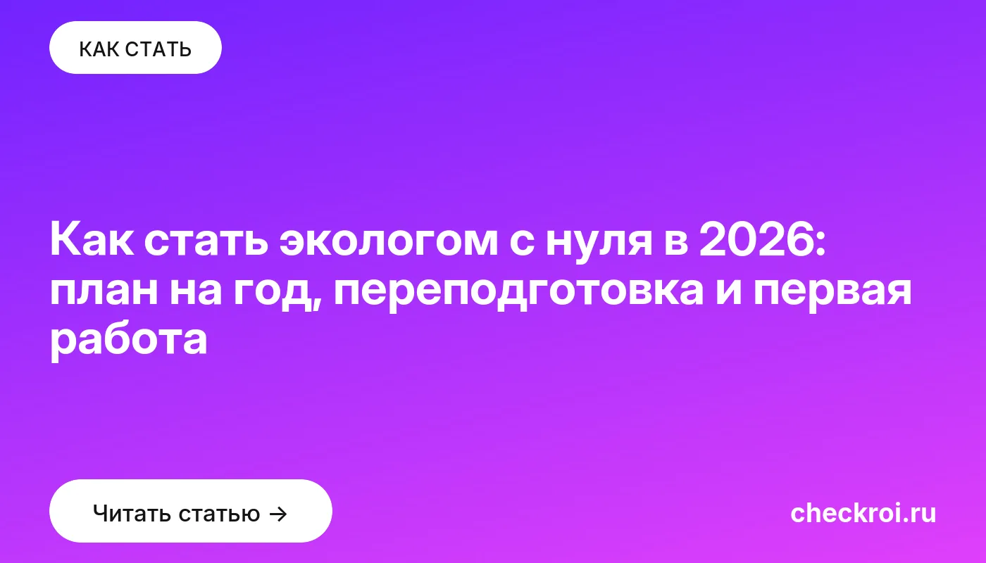 Обложка: Как стать экологом с нуля в 2026: план на год, переподготовка и первая работа